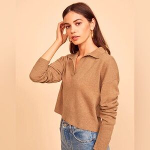 Reformation Cashmere Cropped Polo Sweater